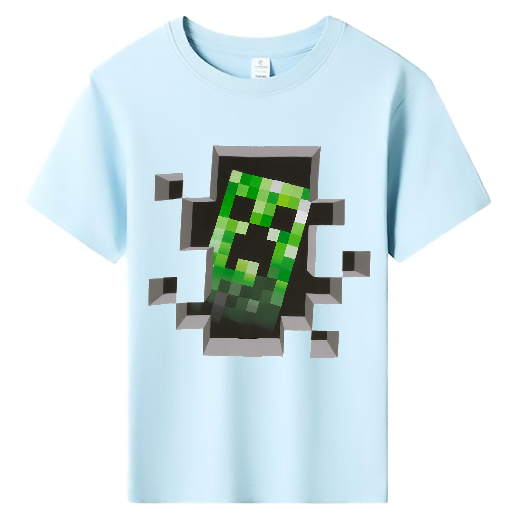 （画像用） マインクラフト ブロックの世界 Minecraft MC Block world 綿100％キッズTシャツ（フロントプリント）